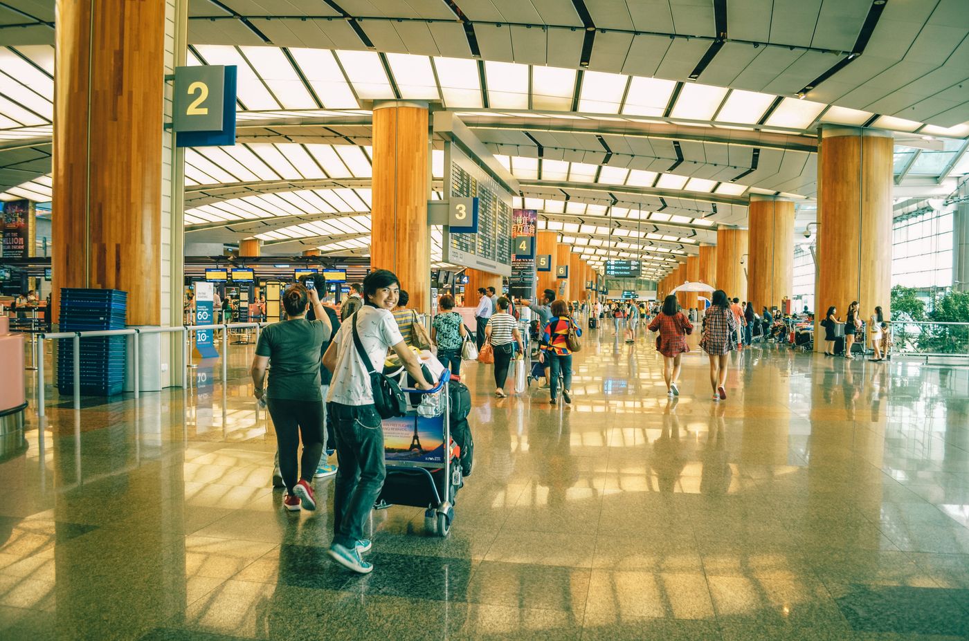 An airport terminal welcoming travellers